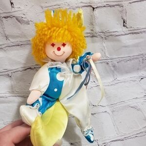 Russ Soft Sculpture Satin Clown On The Moon Wall Hanging 8" Vintage Korea #8406